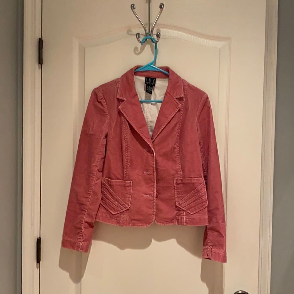 INC rose colored corduroy coat PS